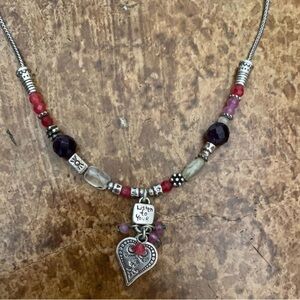 Brighton hearts melody‎ silver, purple, and pink beaded pendant necklace